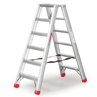 Drabina dwustronna ND – 8+8 stopni, wysokość robocza 3,20 m, stopnie o głębokości 8 cm